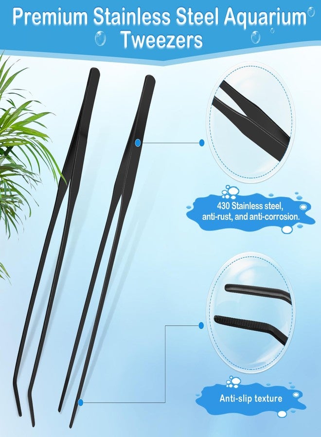 Liveek 5 in 1 Aquarium Coral Feeder Kit, Luxiv 2 Pcs 60ml and 30ml Aquatic Reef Feeding Dropper with 10in Extender Pipe, 2 Pcs Stainless Steel Straight and Curved Aquarium Tweezers for Feeding Tong (Black) - Image 4